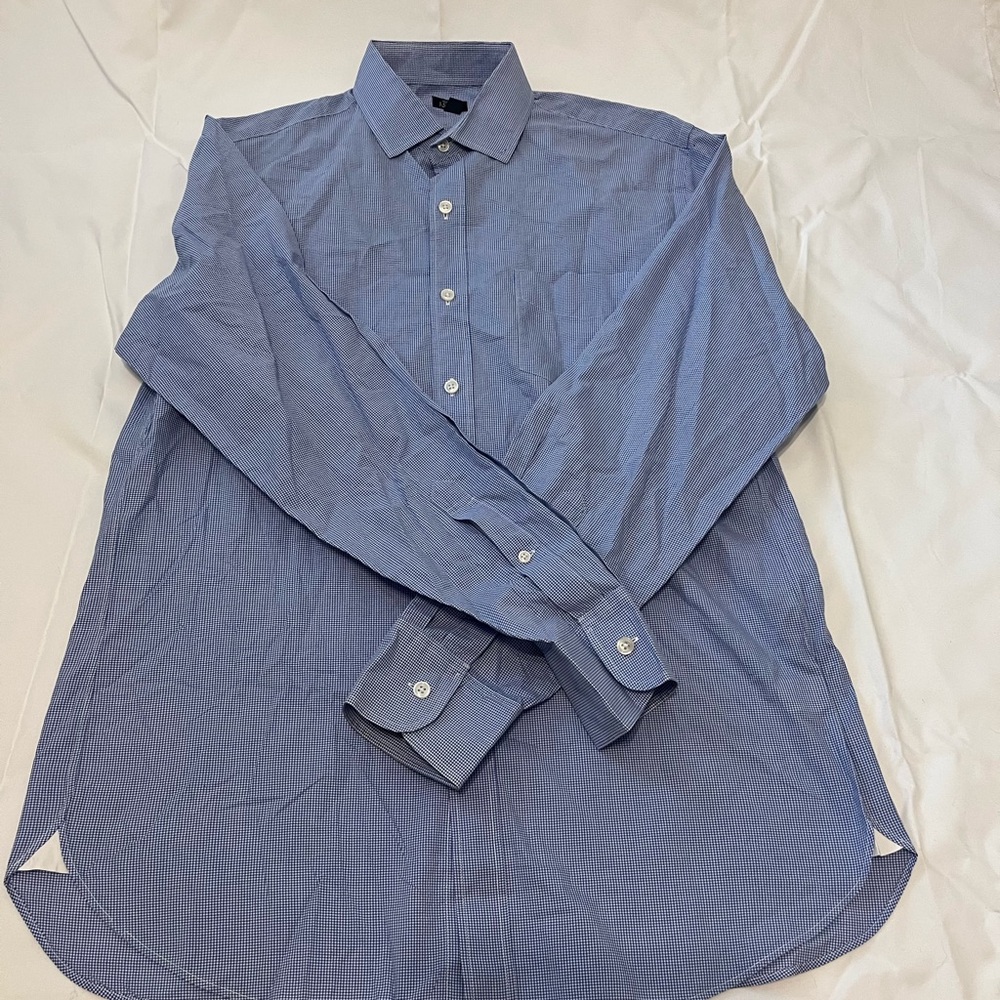 J CREW Men's Blue Button up shirt Medium Wrinkle Free Business Casual Classic